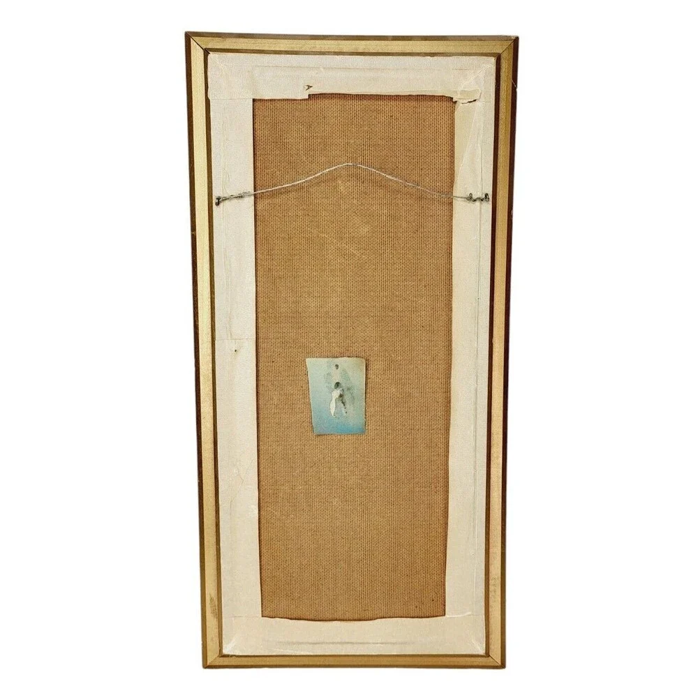 Vintage 50s 60s MCM 3D Gold Chinese Girl Lotus Flower Tretchikoff Green Girl Art